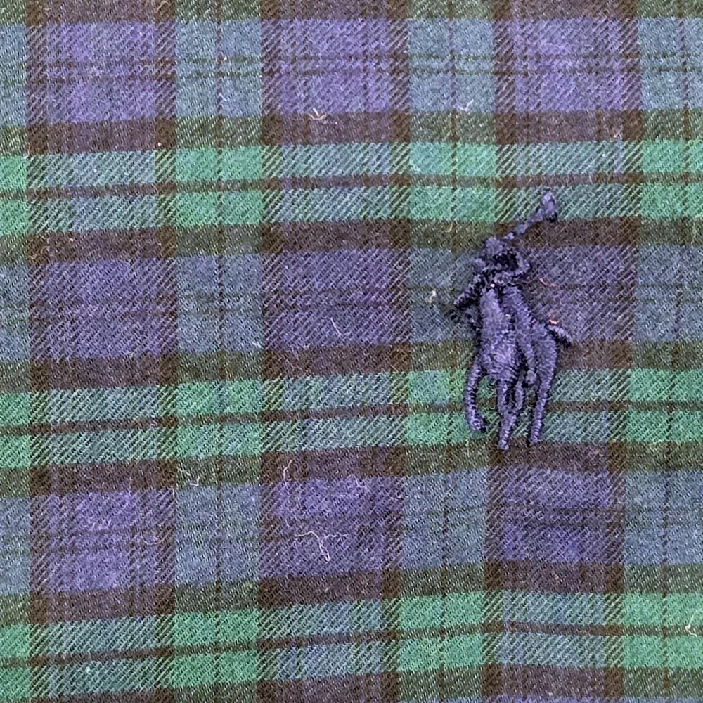 Polo Ralph Lauren Slim Fit Button Shirt Navy Blue Green‎ Plaid Mens XL